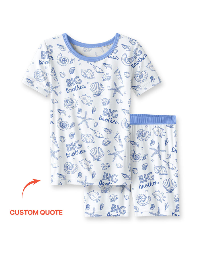 Coquette Seashell Matching Sibling Bamboo Two Piece Short Sleeve Shorts Pajama Set