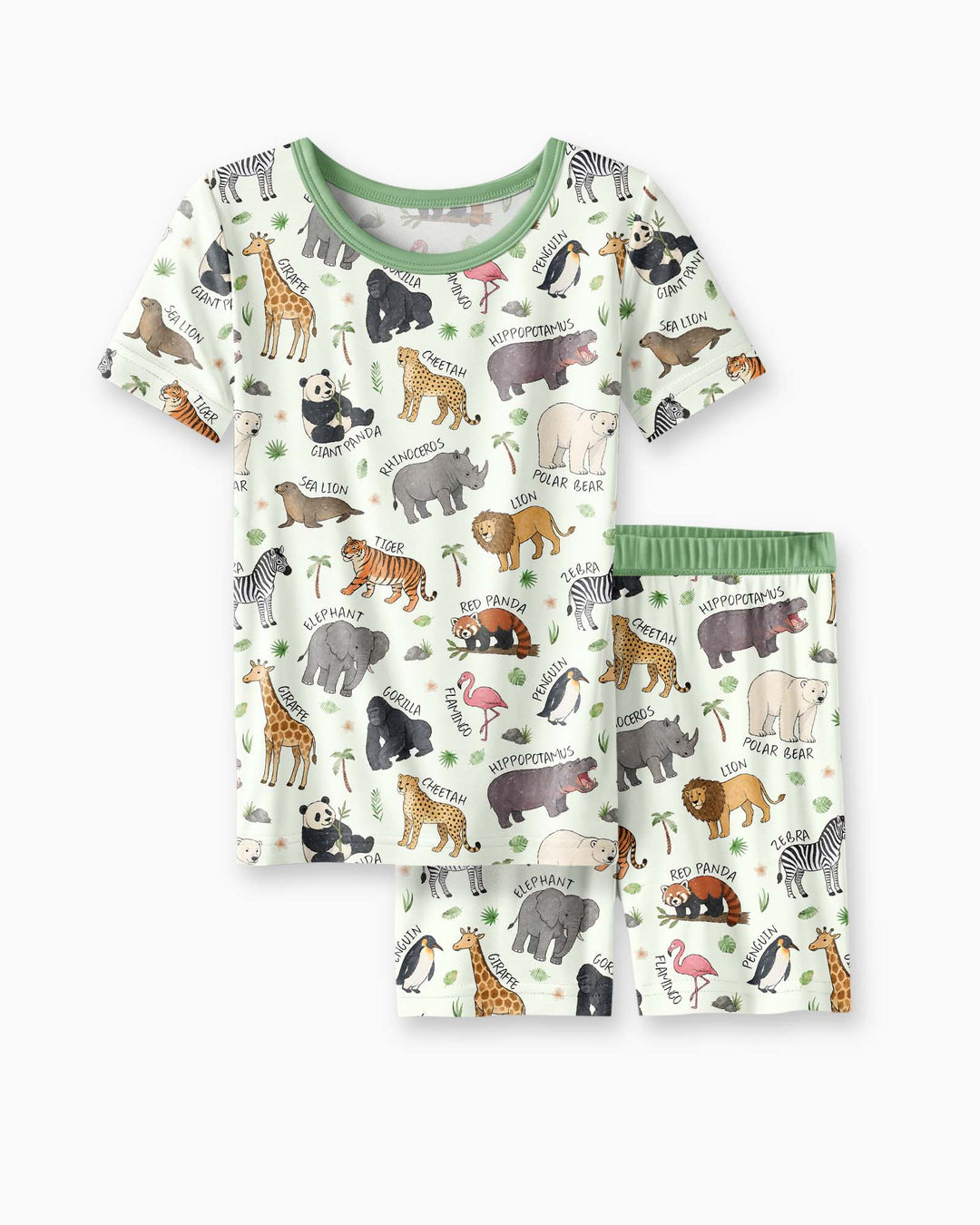 Safari Animals Bamboo Two Piece Short Sleeve Shorts Pajama Set