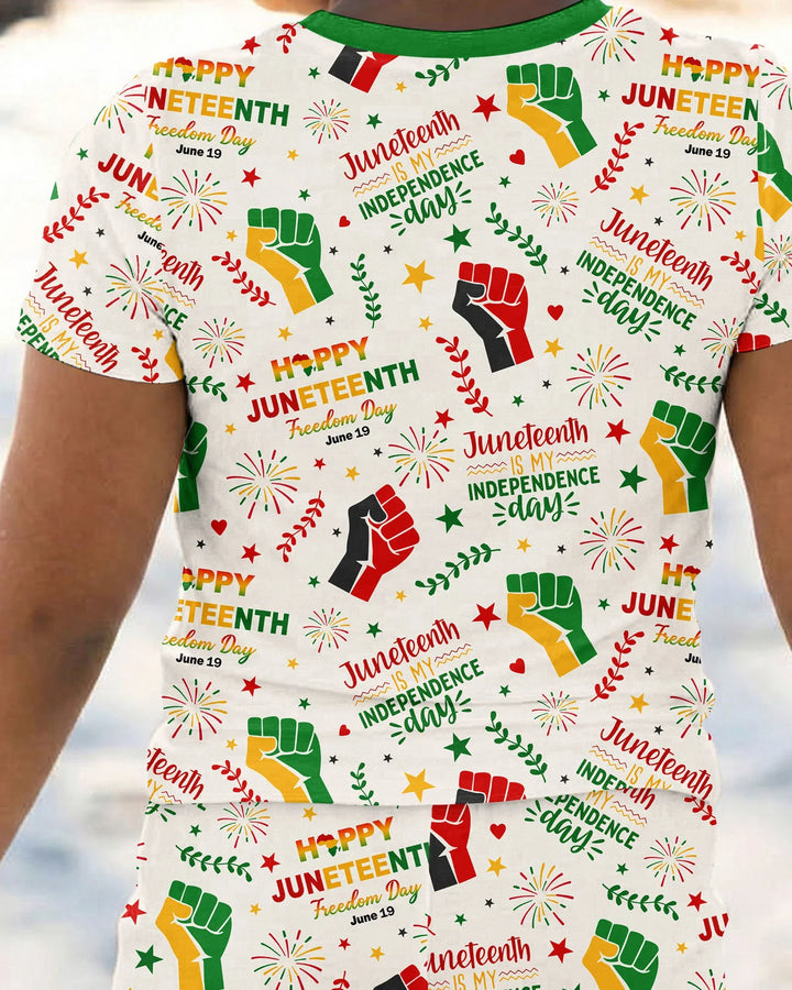 Happy Juneteenth Freedom Day Bamboo Two Piece Short Sleeve Pajama Set