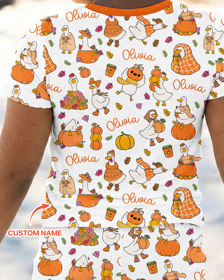 Fall Silly Goose Bamboo Two Piece Short Sleeve Pajama Set