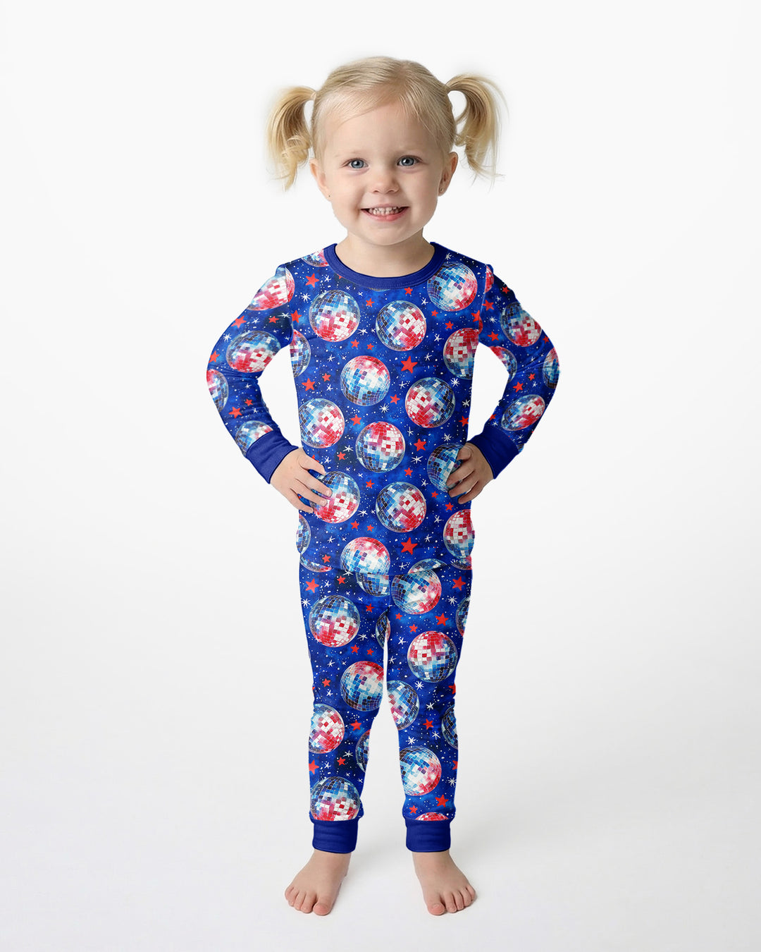 USA Disco Balls Bamboo Two Piece Long Sleeve Pajama Set