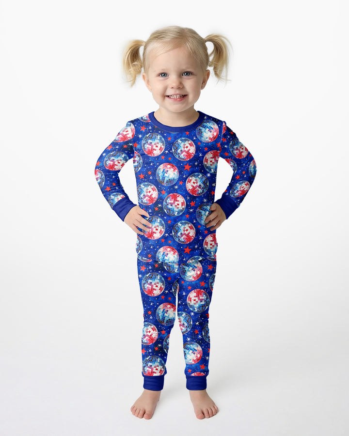 USA Disco Balls Bamboo Two Piece Long Sleeve Pajama Set