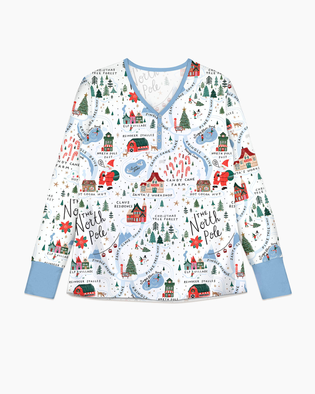 The North Pole Map Bamboo Women Pajama Set