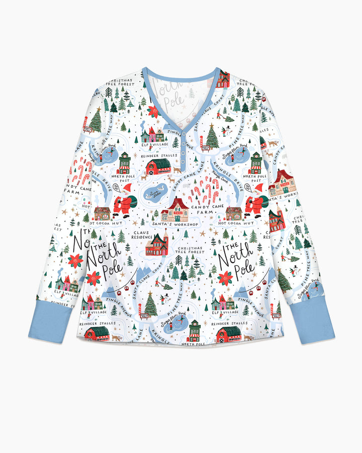 The North Pole Map Bamboo Women Pajama Set