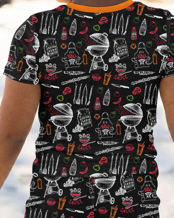 Backyard BBQ Party Family Matching Bamboo Two Piece Short Sleeve Pajama Set