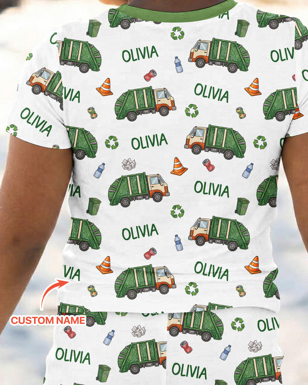 Custom Name Garbage Day Bamboo Two Piece Short Sleeve Shorts Pajama Set