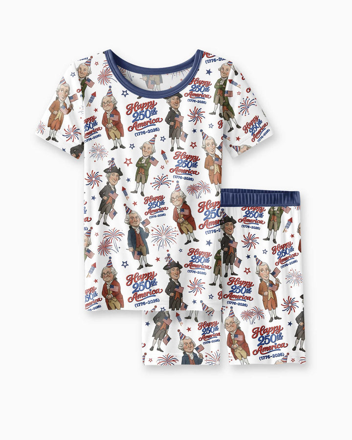 Party Like It's 1776 Family Matching Bamboo Two Piece Short Sleeve Shorts Pajama Set