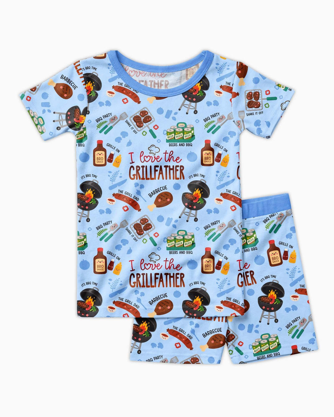 The Grill Father Family Matching Bamboo Two Piece Short Sleeve Shorts Pajama Set