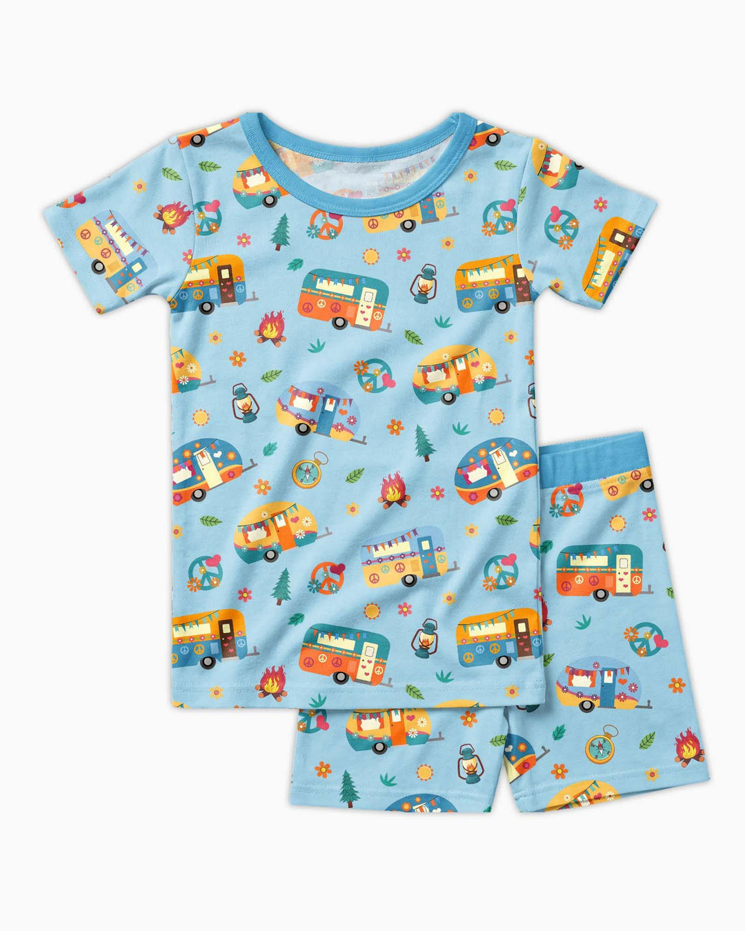 Happy Little Camper Bamboo Two Piece Short Sleeve Shorts Pajama Set