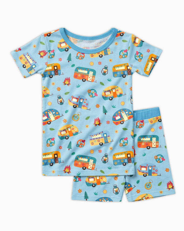 Happy Little Camper Bamboo Two Piece Short Sleeve Shorts Pajama Set