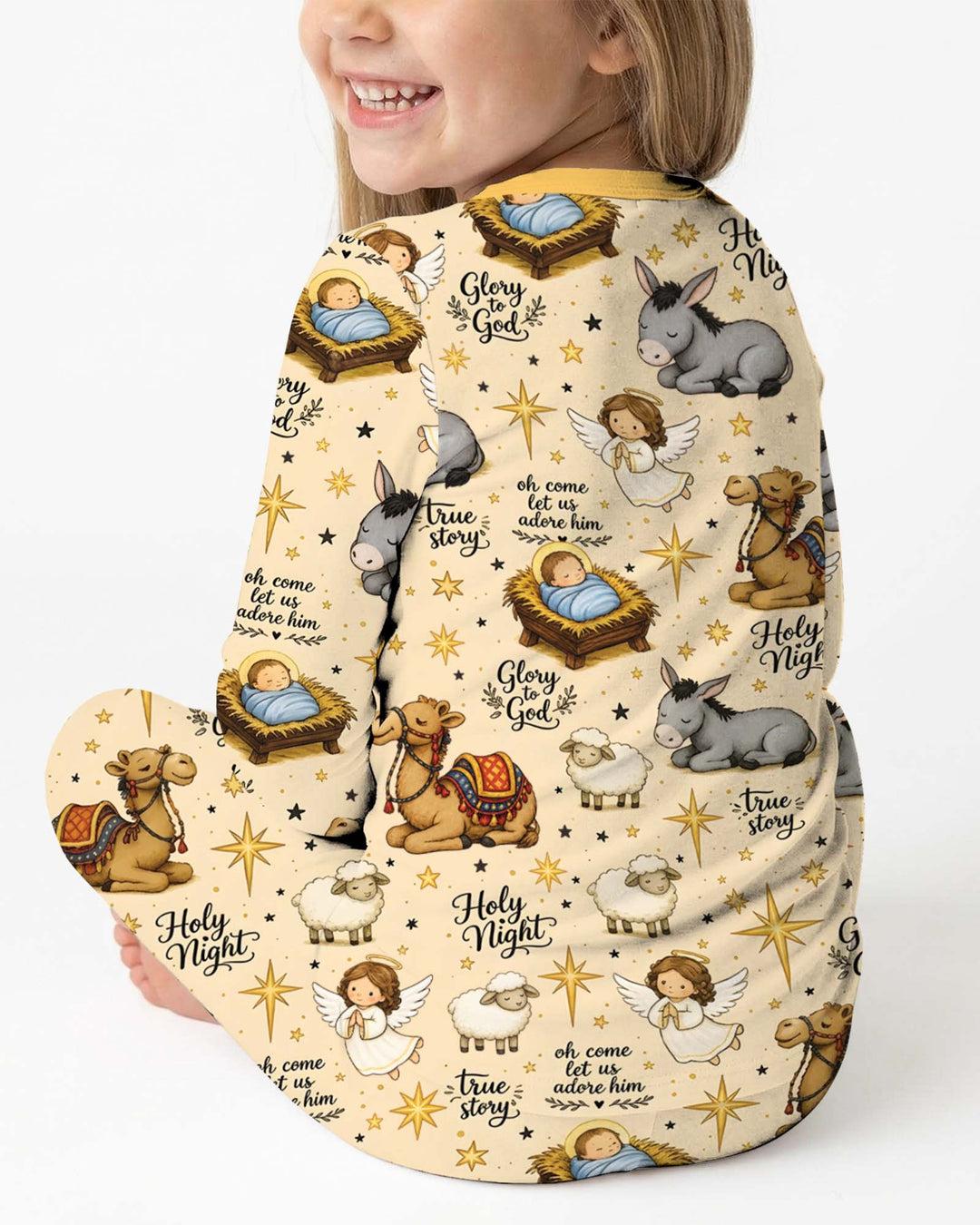 Nativity Christmas Holy Night Bamboo Two Piece Long Sleeve Pajama Set