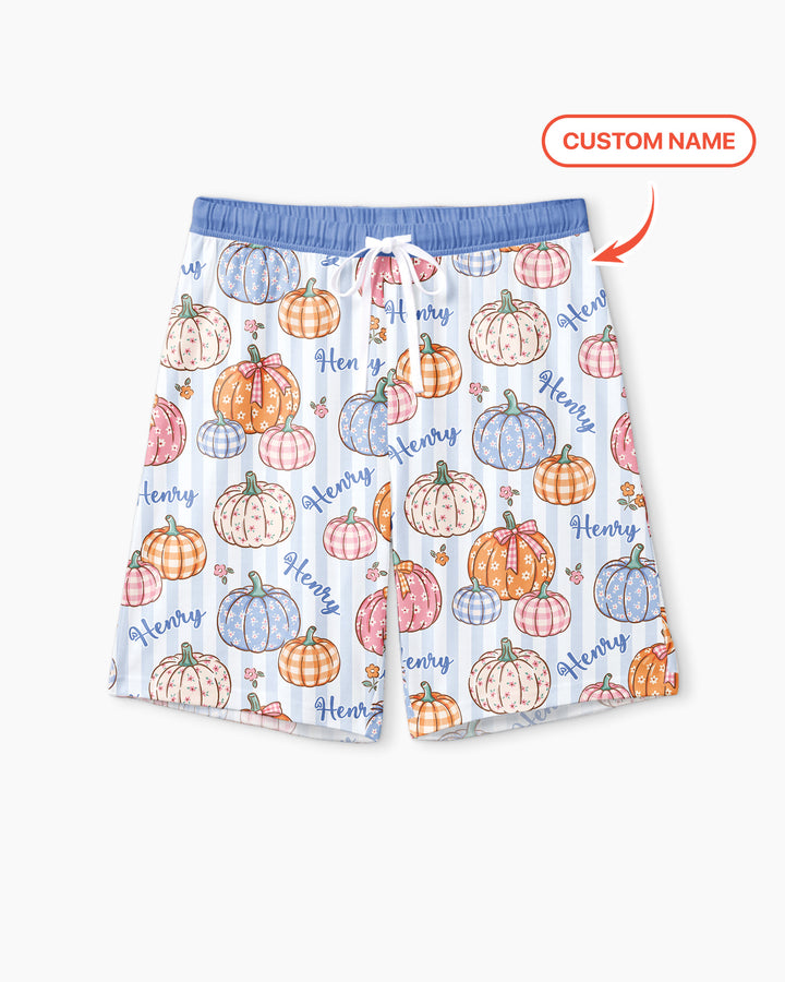 Custom Name Pumpkin Patch Bamboo Men Short Sleeve Short Pajama Set