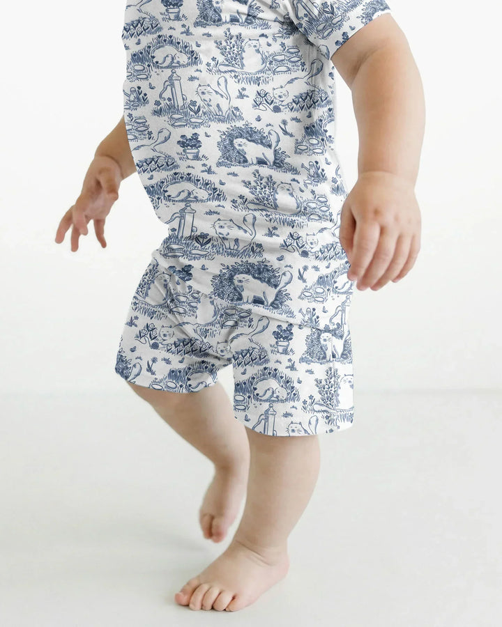 Toile Cats Bamboo Two Piece Short Sleeve Shorts Pajama Set
