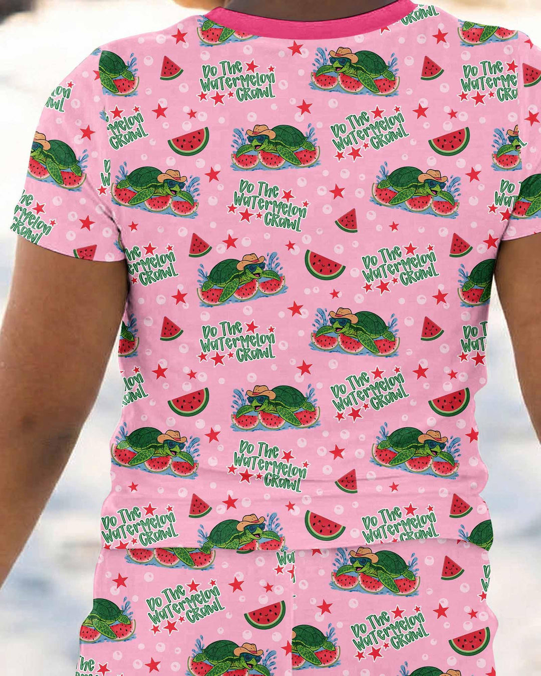 Watermelon Turtle Family Matching Bamboo Two Piece Short Sleeve Pajama Set