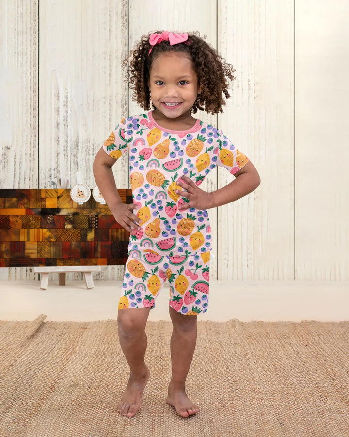 Fruitie Cuties Family Matching Bamboo Two Piece Short Sleeve Shorts Pajama Set
