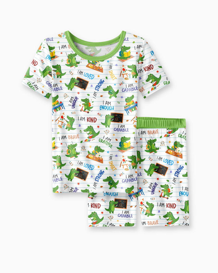 Brave Gator Days Bamboo Two Piece Short Sleeve Shorts Pajama Set