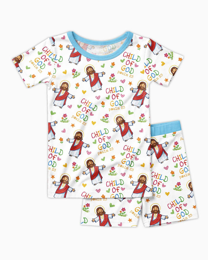 Jesus Loves Me Bamboo Two Piece Short Sleeve Shorts Pajama Set