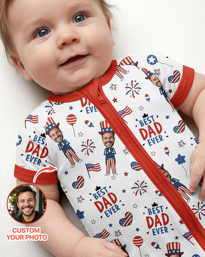 Custom Photo Best Patriotic Family Ever Bamboo Shorty Zippy