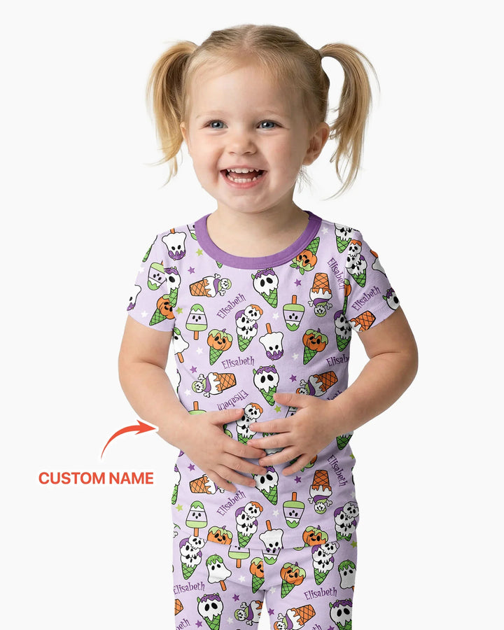 Summerween Ice cream Bamboo Two Piece Short Sleeve Pajama Set