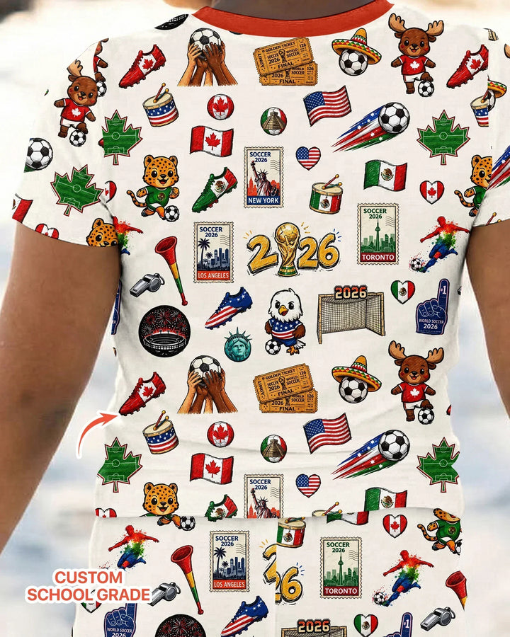 Soccer Cup 2026 Family Matching Bamboo Two Piece Short Sleeve Pajama Set