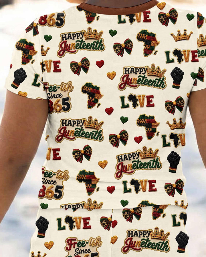 Juneteenth Free-ish Since 1865 Bamboo Two Piece Short Sleeve Pajama Set