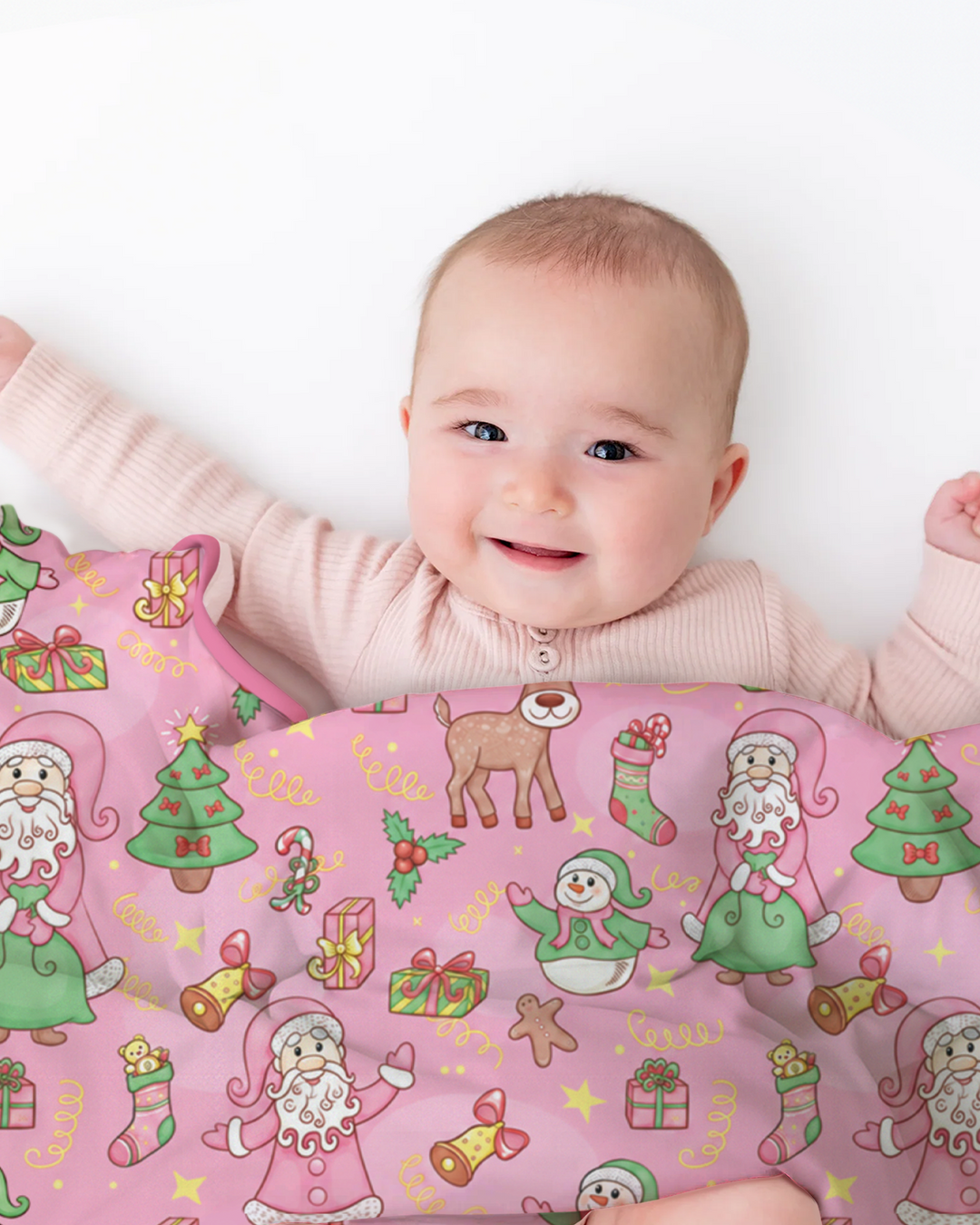 Santa Reindeer Snowflakes Bamboo Blanket