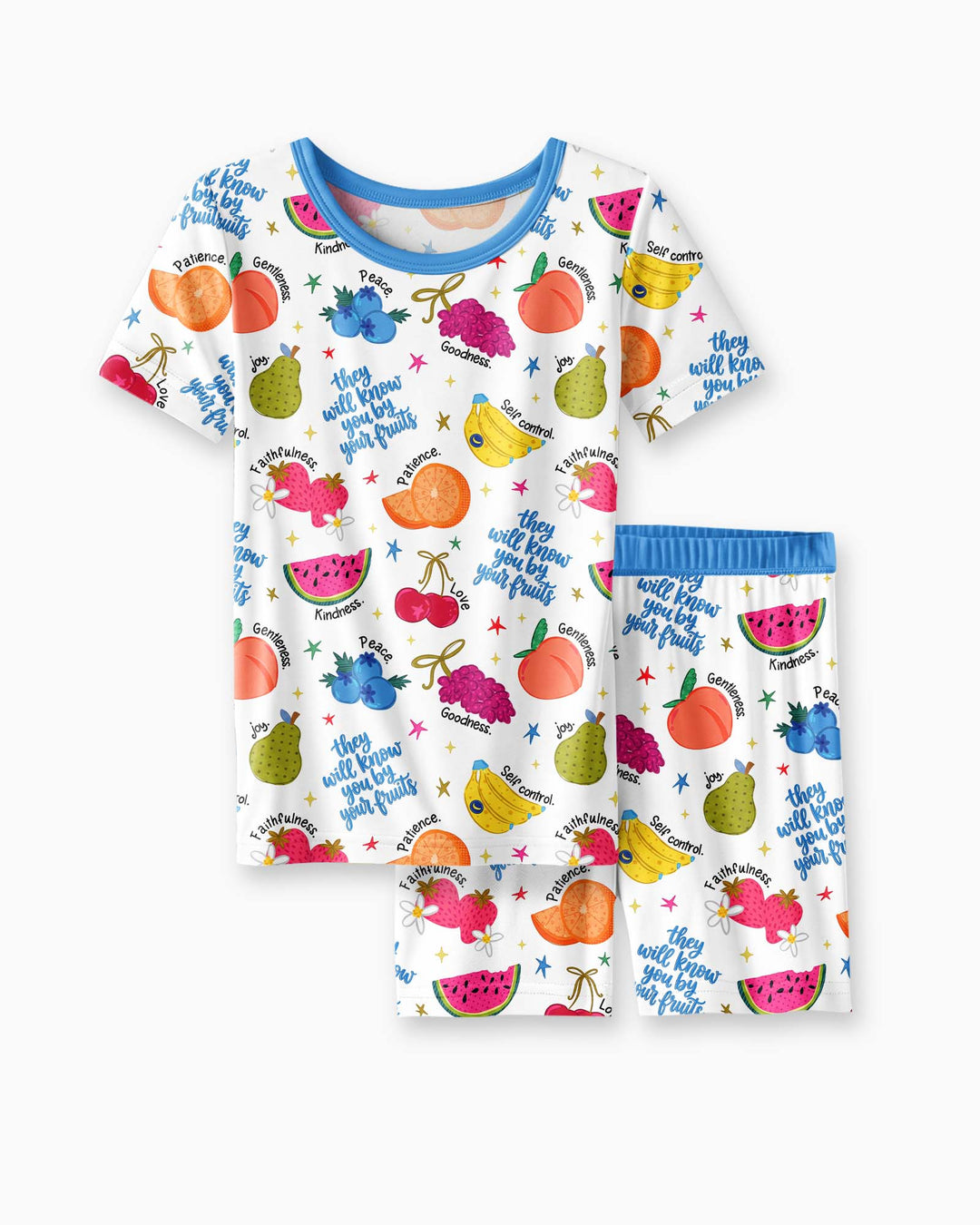 They Will Know You By Your Fruits Bamboo Two Piece Short Sleeve Shorts Pajama Set