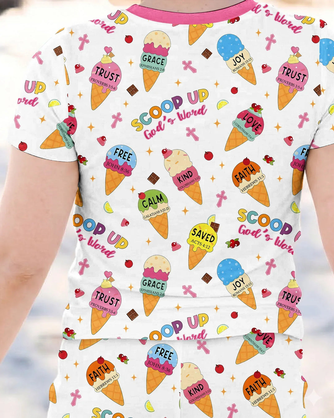 Ice Cream Summer Christian Bamboo Two Piece Short Sleeve Pajama Set