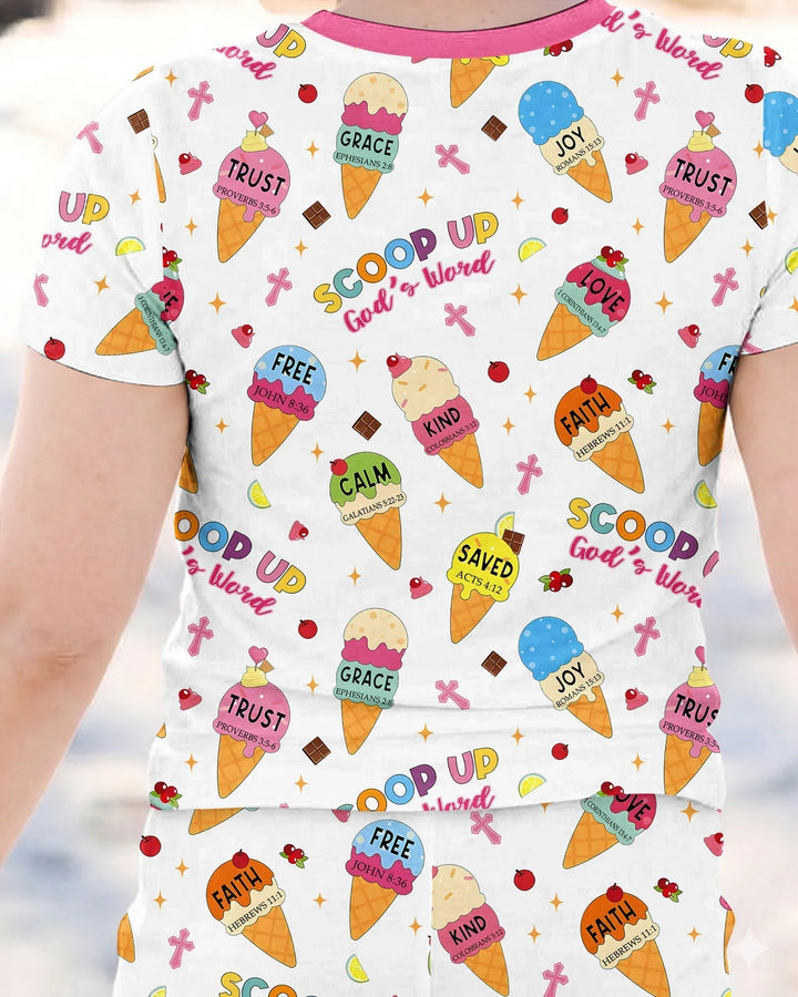 Ice Cream Summer Christian Bamboo Two Piece Short Sleeve Pajama Set