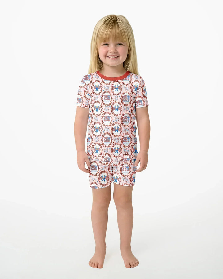 Patriotic Coquette Bamboo Two Piece Short Sleeve Shorts Pajama Set
