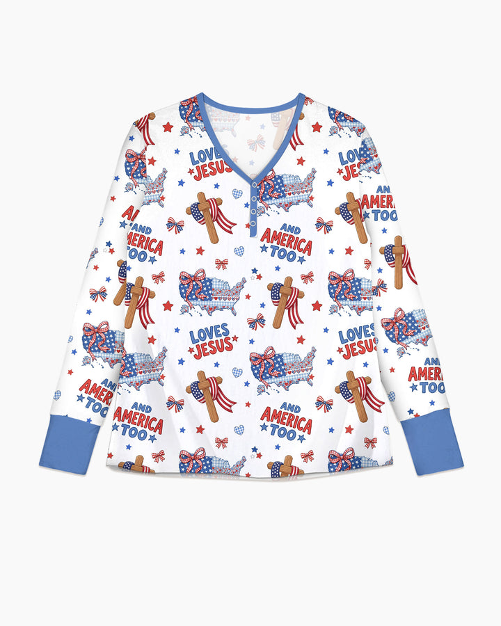 Loves Jesus And America Too Bamboo Women Pajama Set