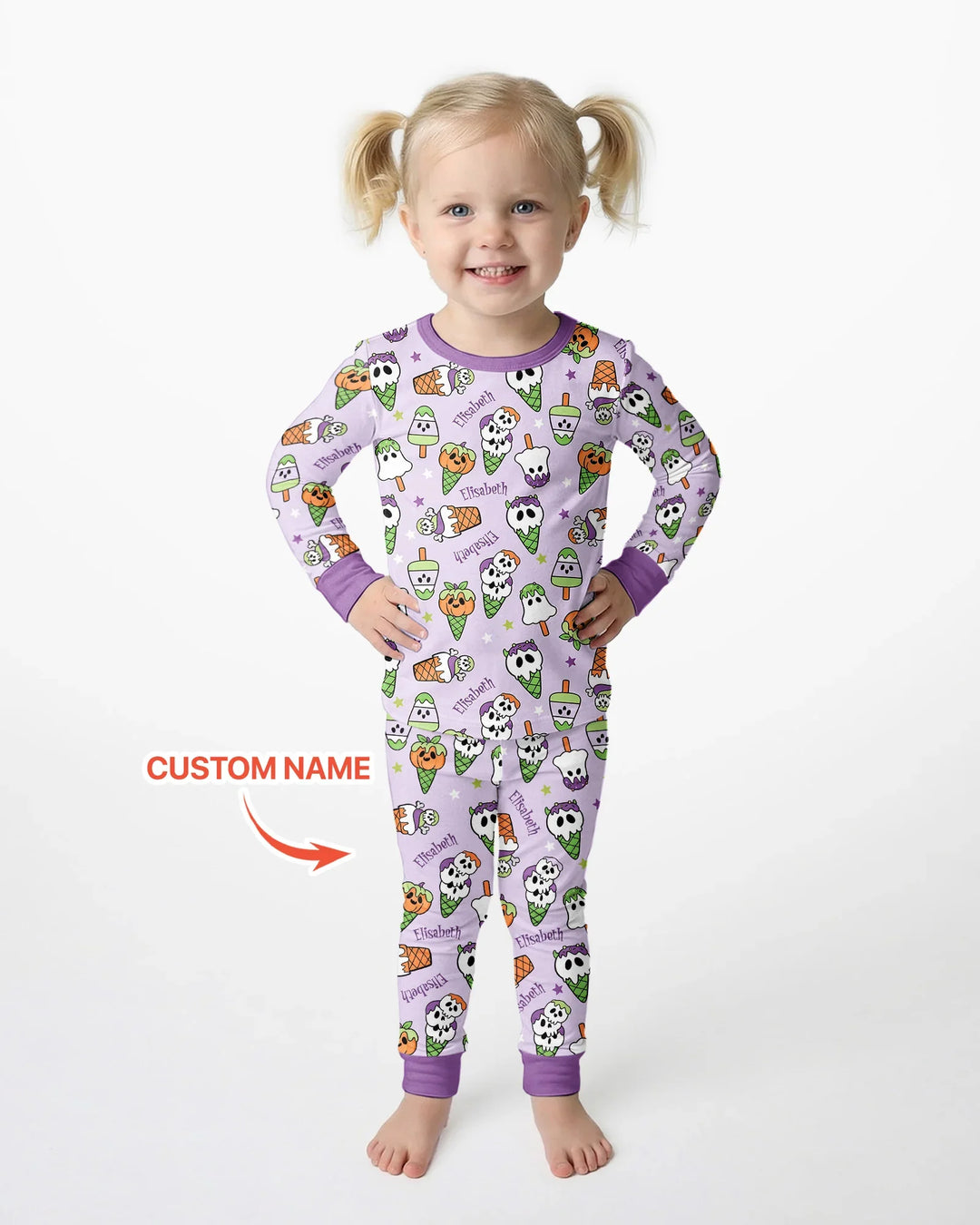 Summerween Ice cream Bamboo Two Piece Long Sleeve Pajama Set