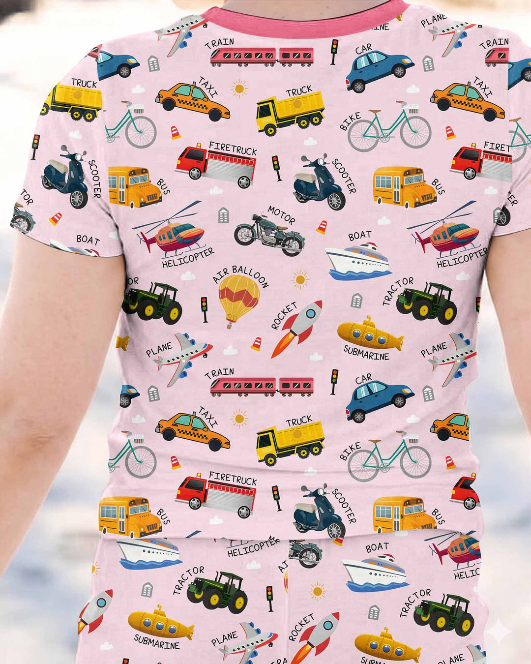 Vehicle Vocabulary Bamboo Two Piece Short Sleeve Pajama Set