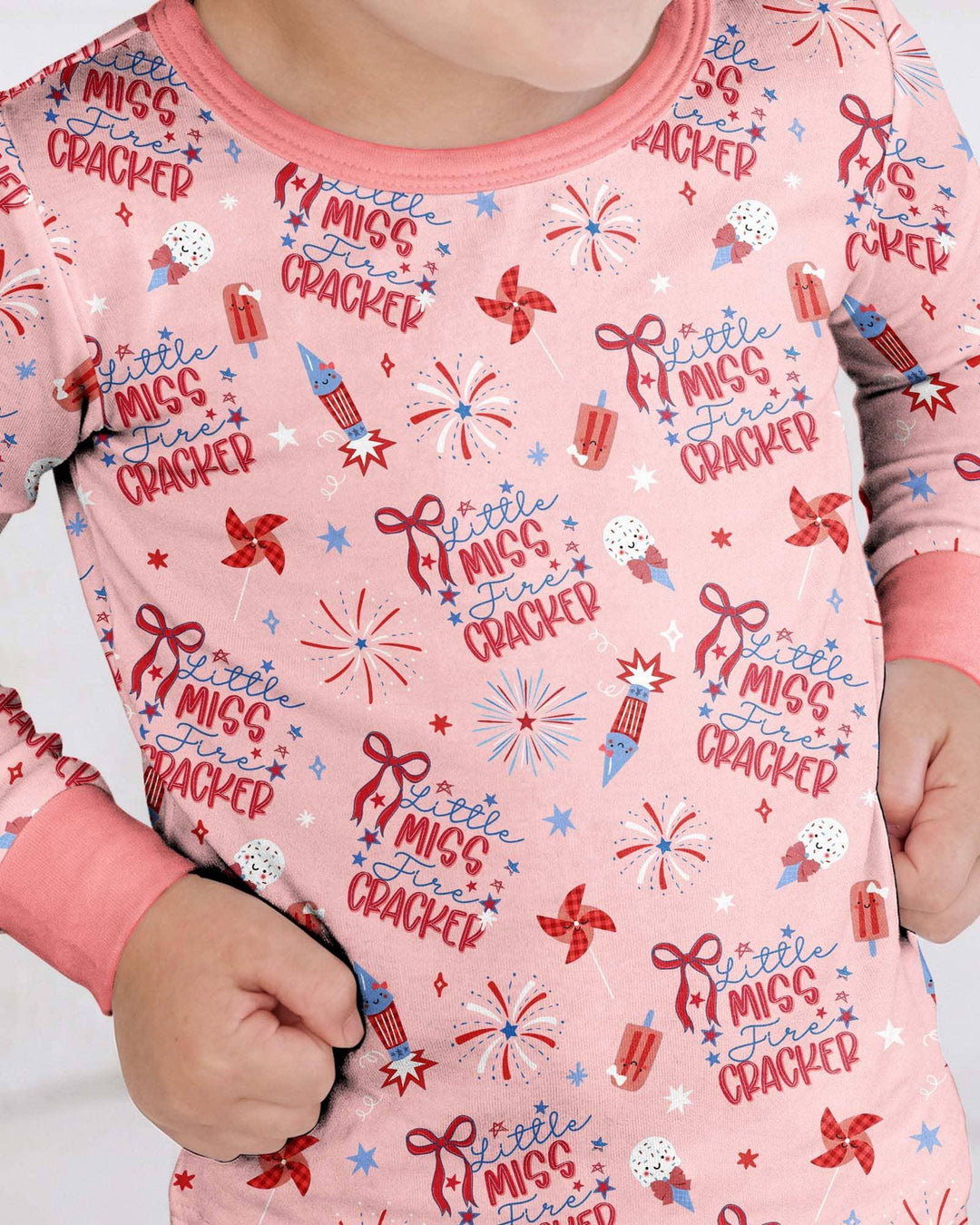 Little Miss Firecracker 4th July Bamboo Two Piece Long Sleeve Pajama Set