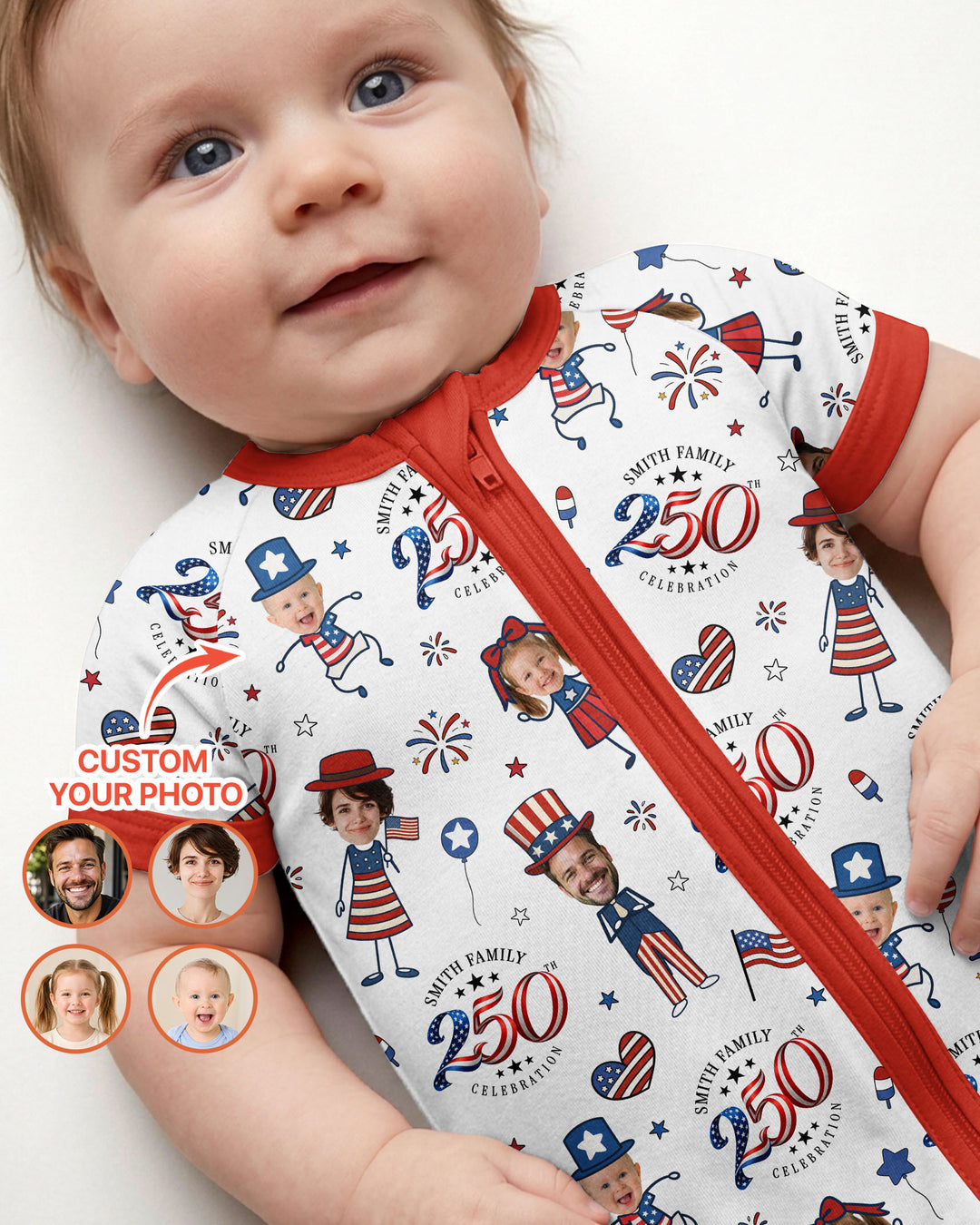 Custom Photo Smith Family Celebration Bamboo Shorty Zippy