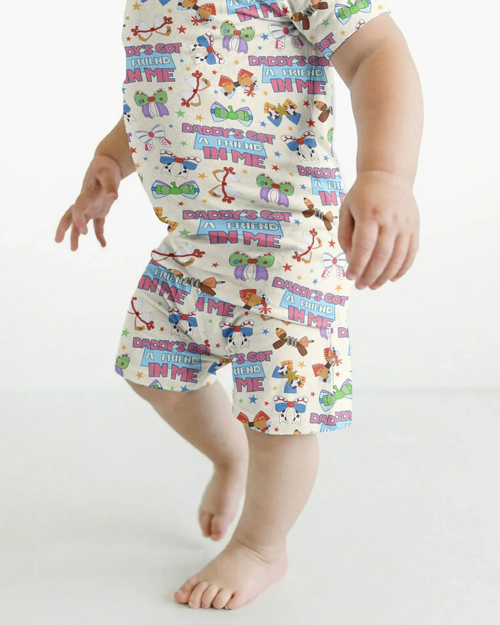 Daddy's Got A Friend In Me Bamboo Two Piece Short Sleeve Shorts Pajama Set