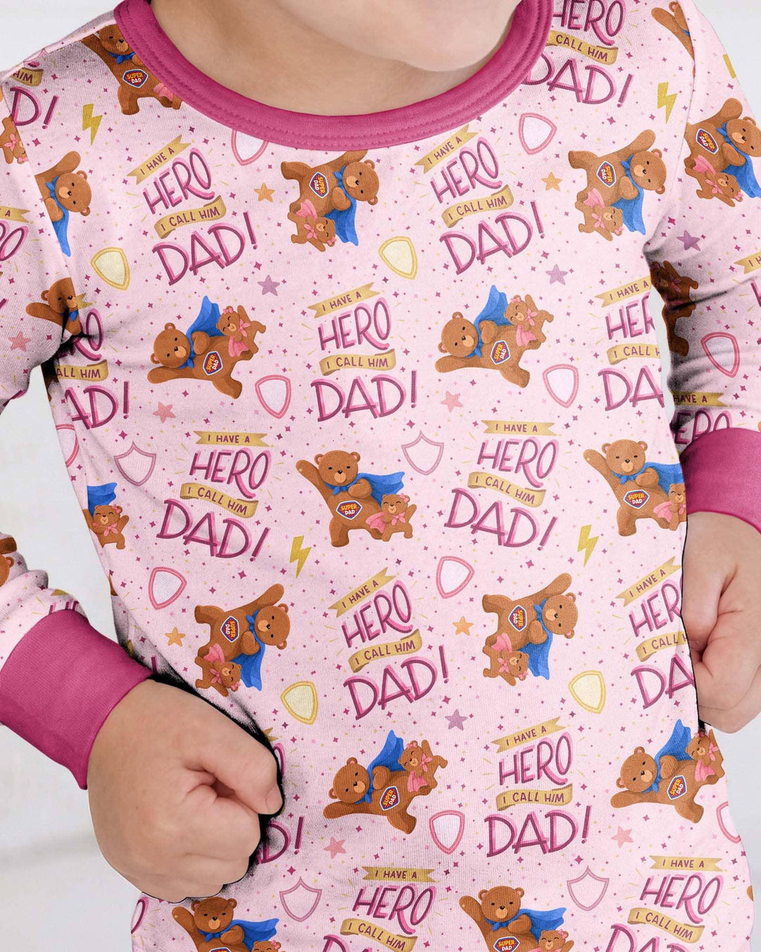 I Have A Hero Daddy & Me Matching Bamboo Two Piece Long Sleeve Pajama Set