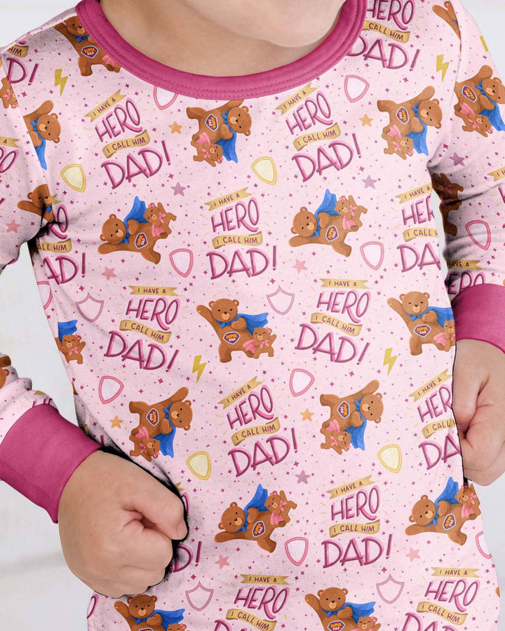 I Have A Hero Daddy & Me Matching Bamboo Two Piece Long Sleeve Pajama Set