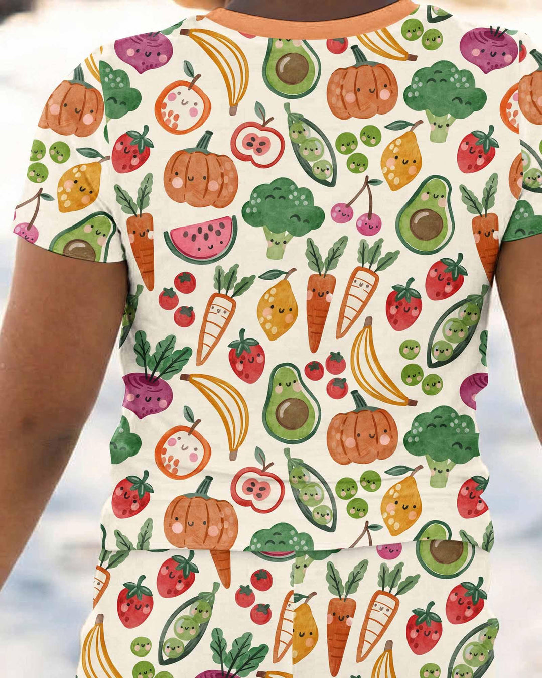Veggie Friends Family Matching Bamboo Two Piece Short Sleeve Pajama Set