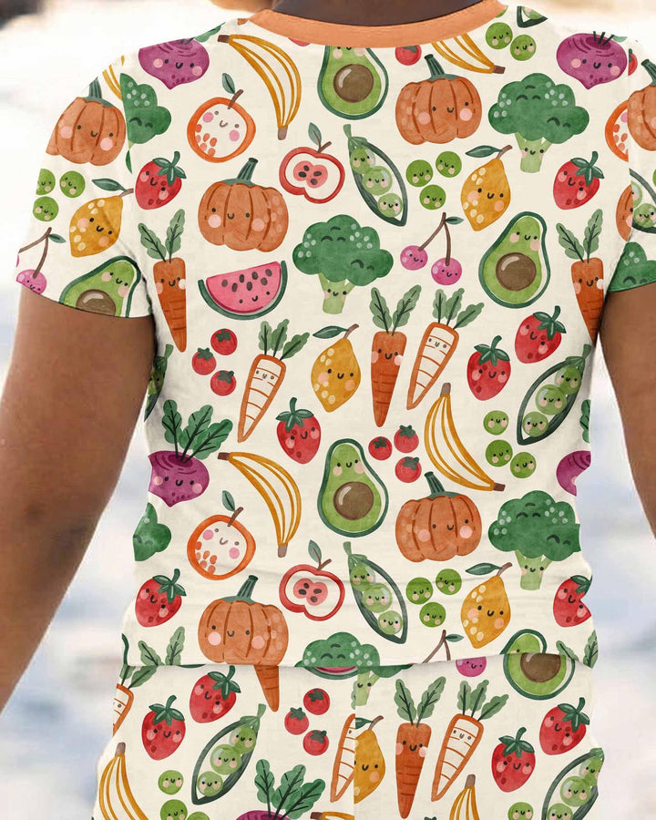 Veggie Friends Family Matching Bamboo Two Piece Short Sleeve Pajama Set