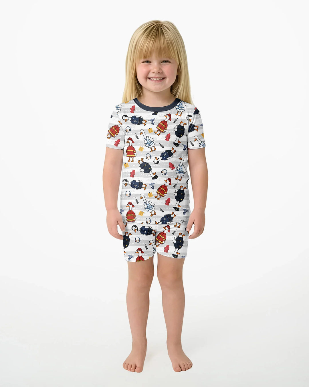 Rescue Goose Squad Bamboo Two Piece Short Sleeve Shorts Pajama Set