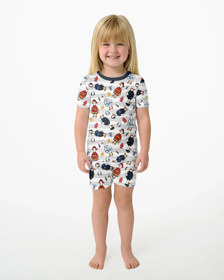 Rescue Goose Squad Bamboo Two Piece Short Sleeve Shorts Pajama Set