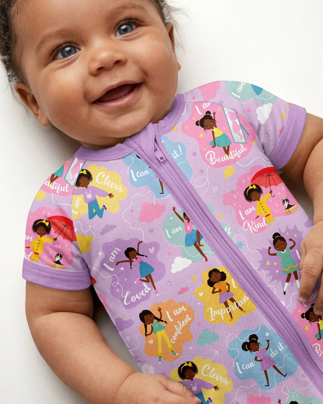 African American Girl I Am Loved Bamboo Shorty Zippy