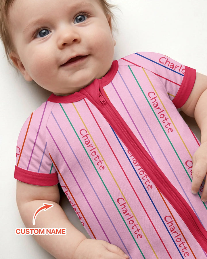 Custom Name Crayon Lines Bamboo Shorty Zippy