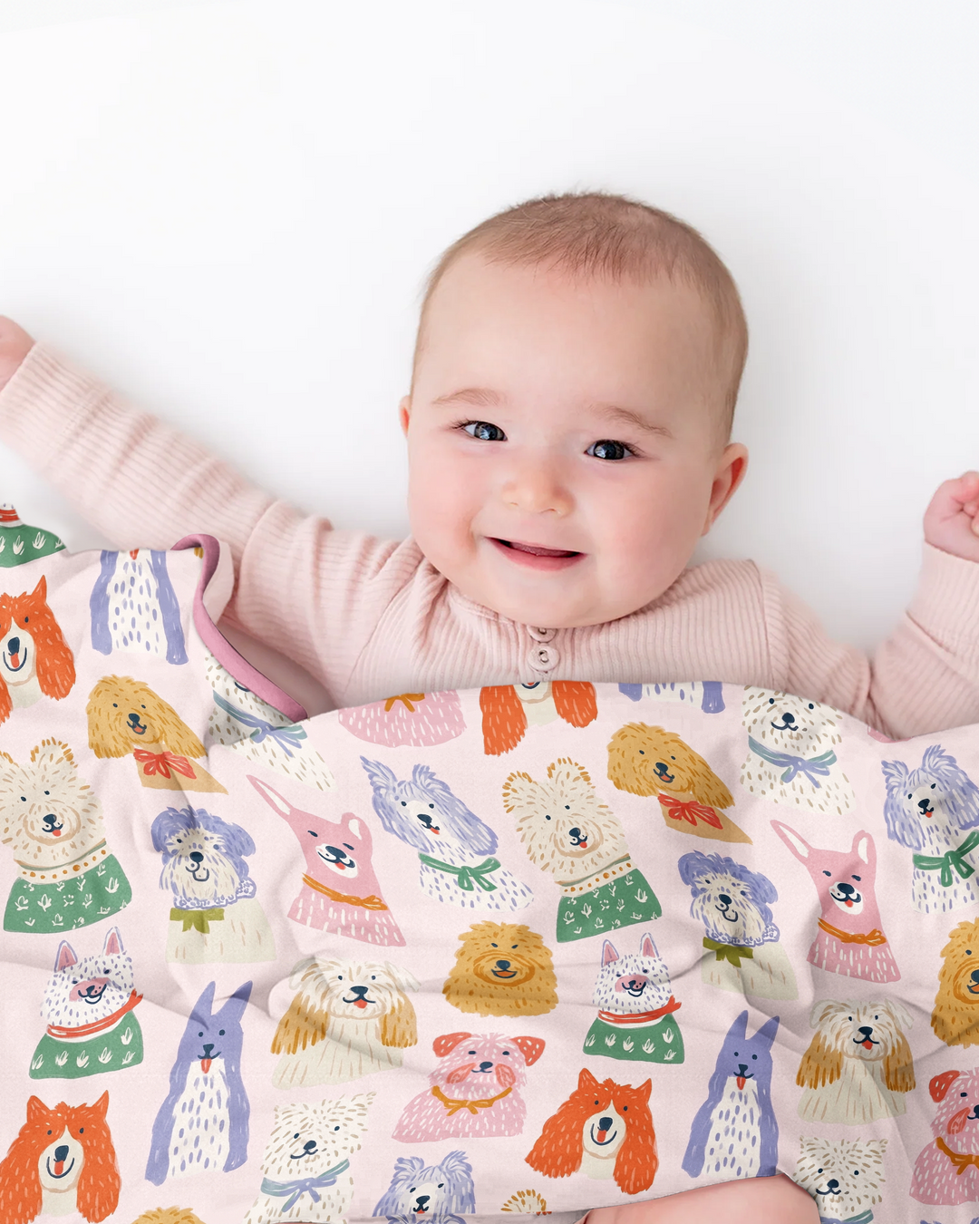 Whimsical Puppy Parade Family Matching Bamboo Blanket