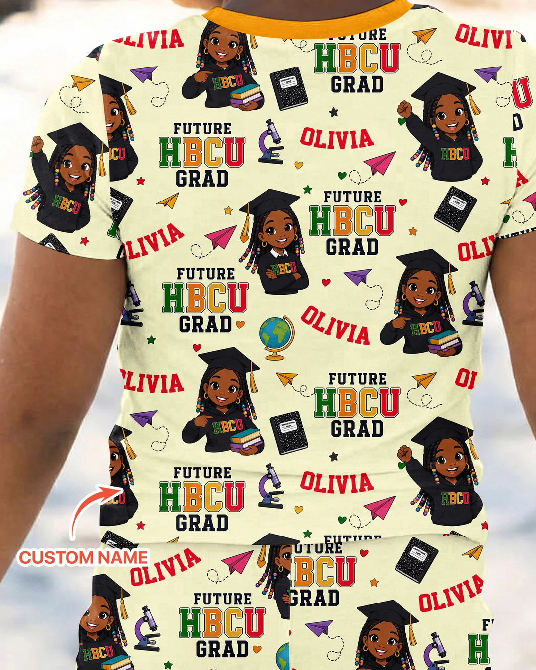 Custom Name Future HBCU Grad Bamboo Two Piece Short Sleeve Pajama Set