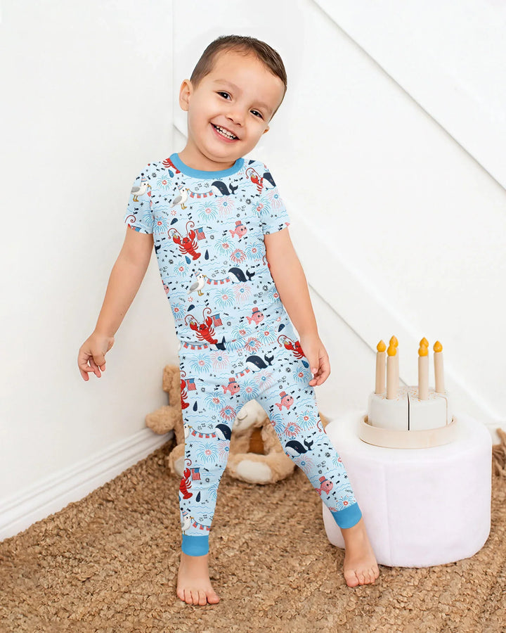 Celebrate 4th of July Family Matching Bamboo Two Piece Short Sleeve Pajama Set