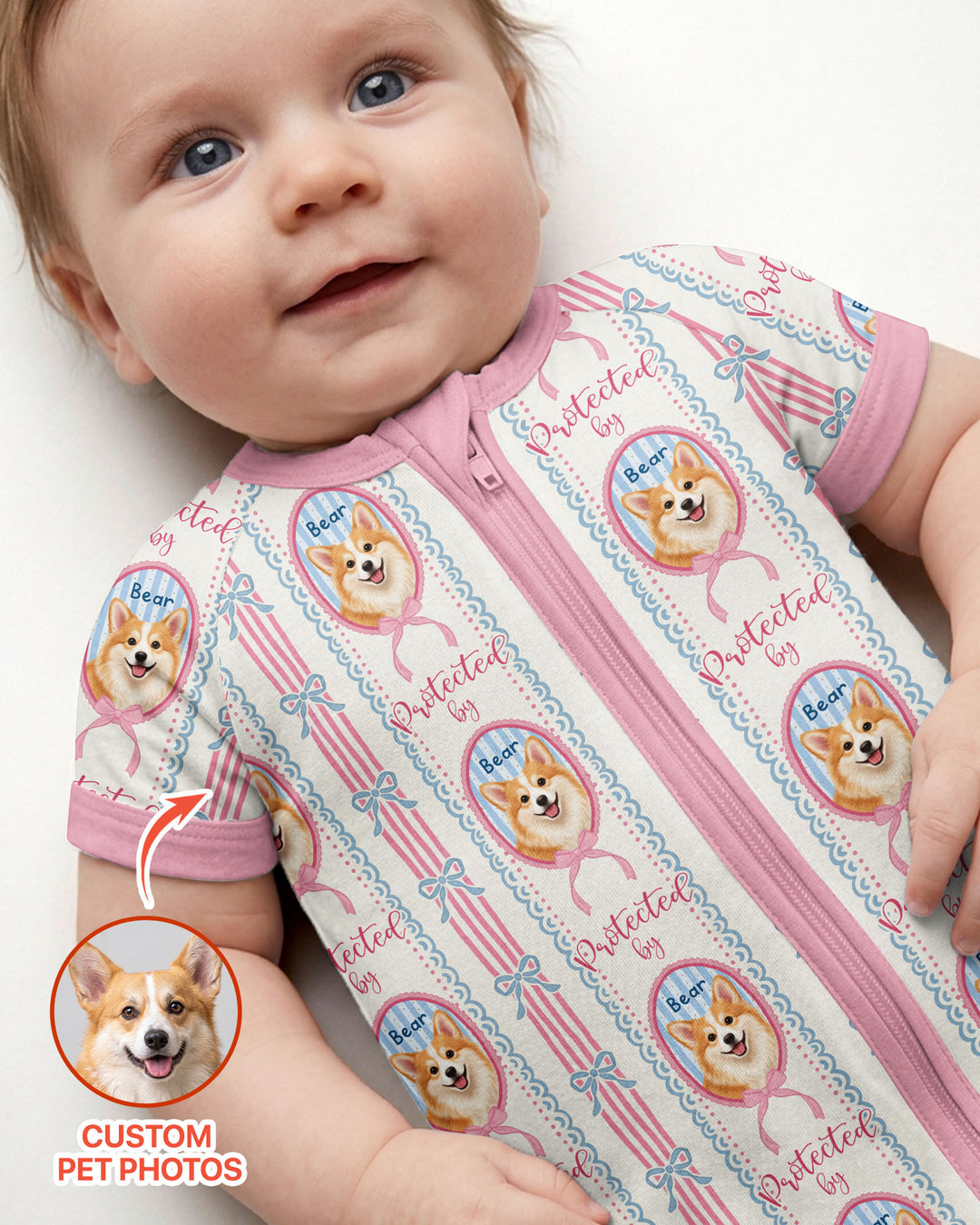 Custom Coquette Pet Photo Little Protector Bamboo Shorty Zippy