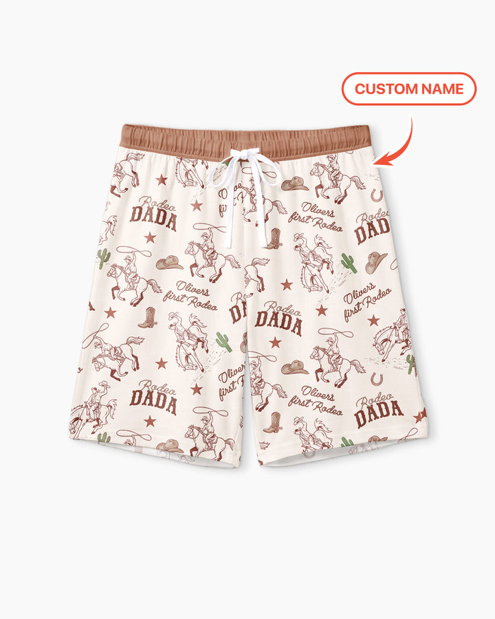 Custom Name First Rodeo Family Matching Bamboo Men Short Sleeve Short Pajama Set