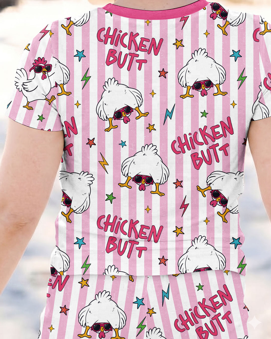 Guess What? Chicken Butt! Bamboo Two Piece Short Sleeve Pajama Set